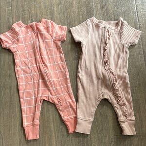 Cloud Island Pink and Cream Bodysuits Soft Knit One Pieces